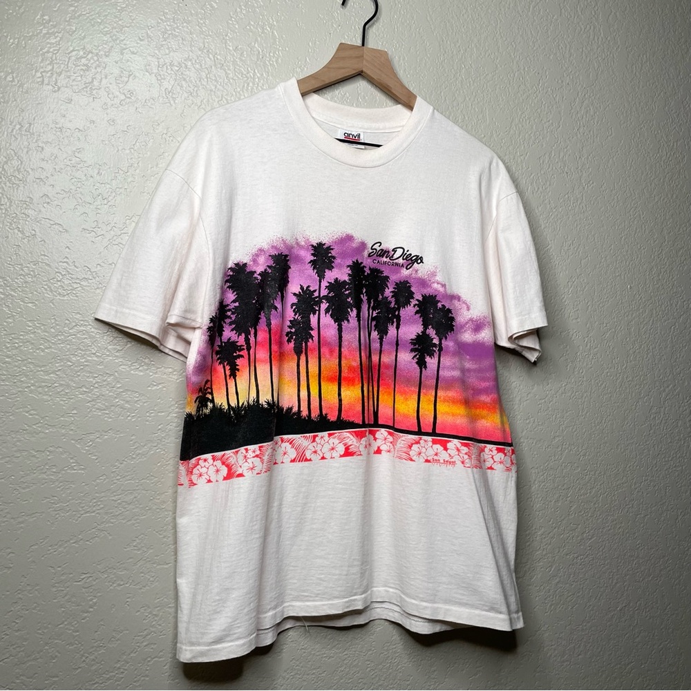 90s Vintage San Diego Cali Sunset Wrap Around T-Shirt 1991 Single Stitch - Picture 3 of 11